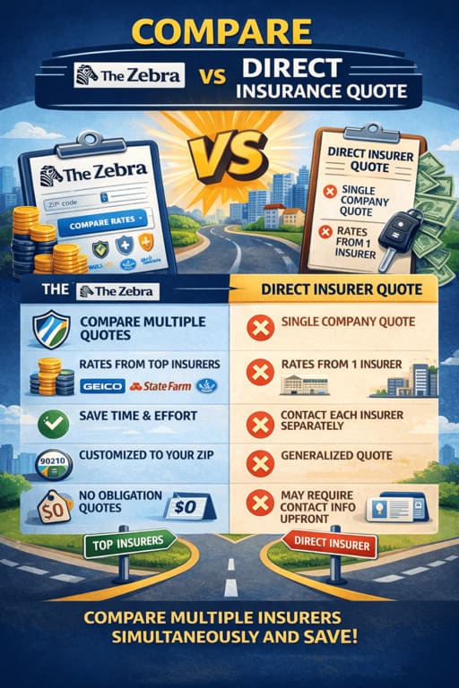 Compare Zebra vs direct insurance quote